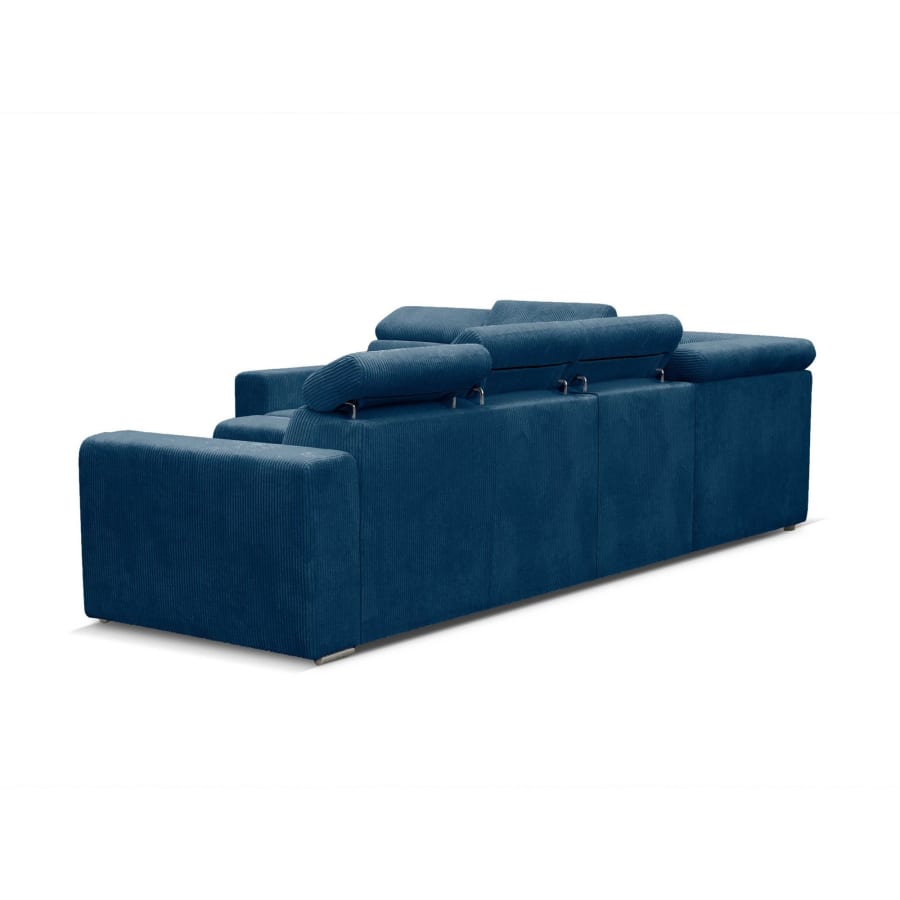 Canap&eacute; d'angle r&eacute;versible et convertible en velours c&ocirc;tel&eacute; bleu